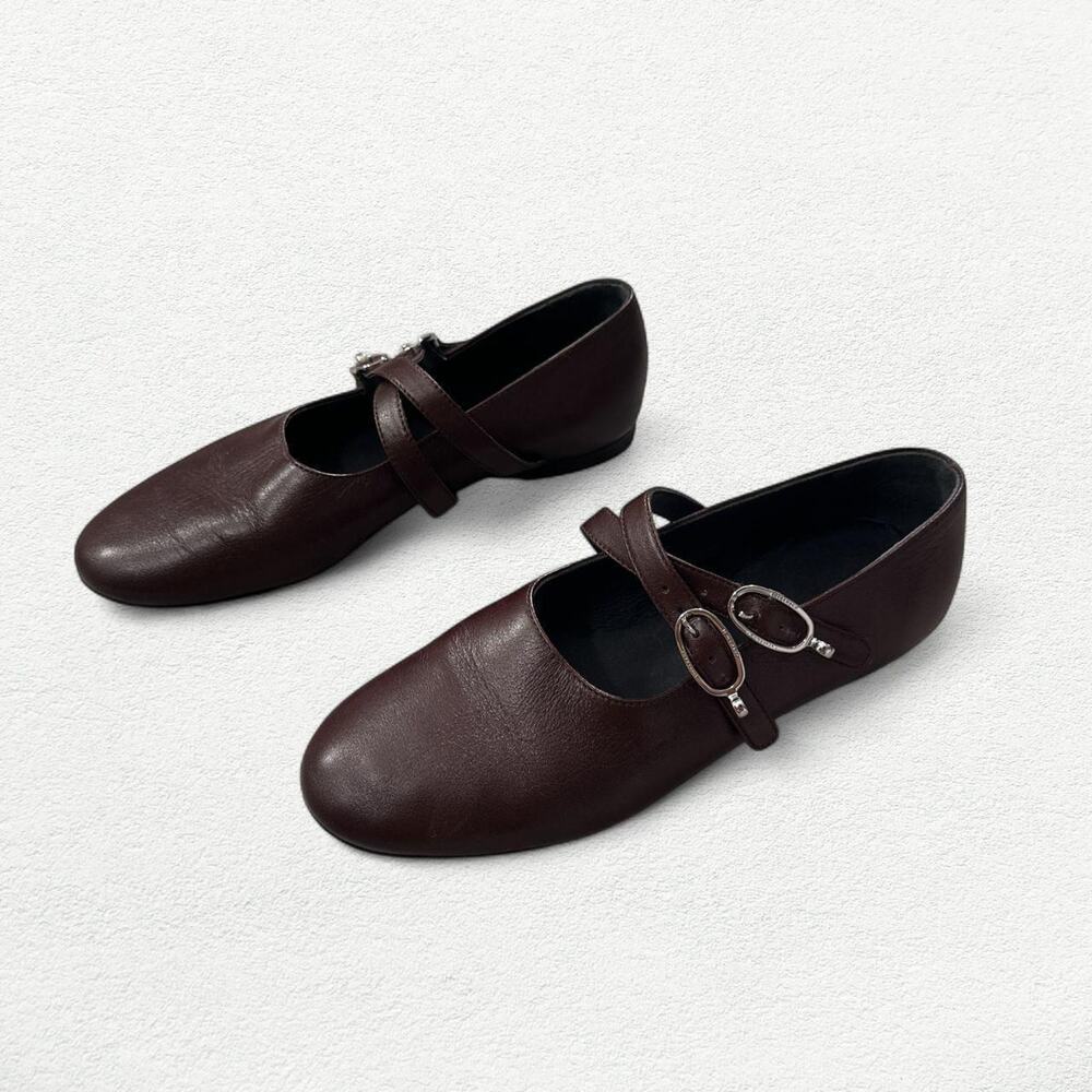 Longchamp Le Foulonné Ballerinas Leather Ballet Flats RichMocha Chocolate Brown